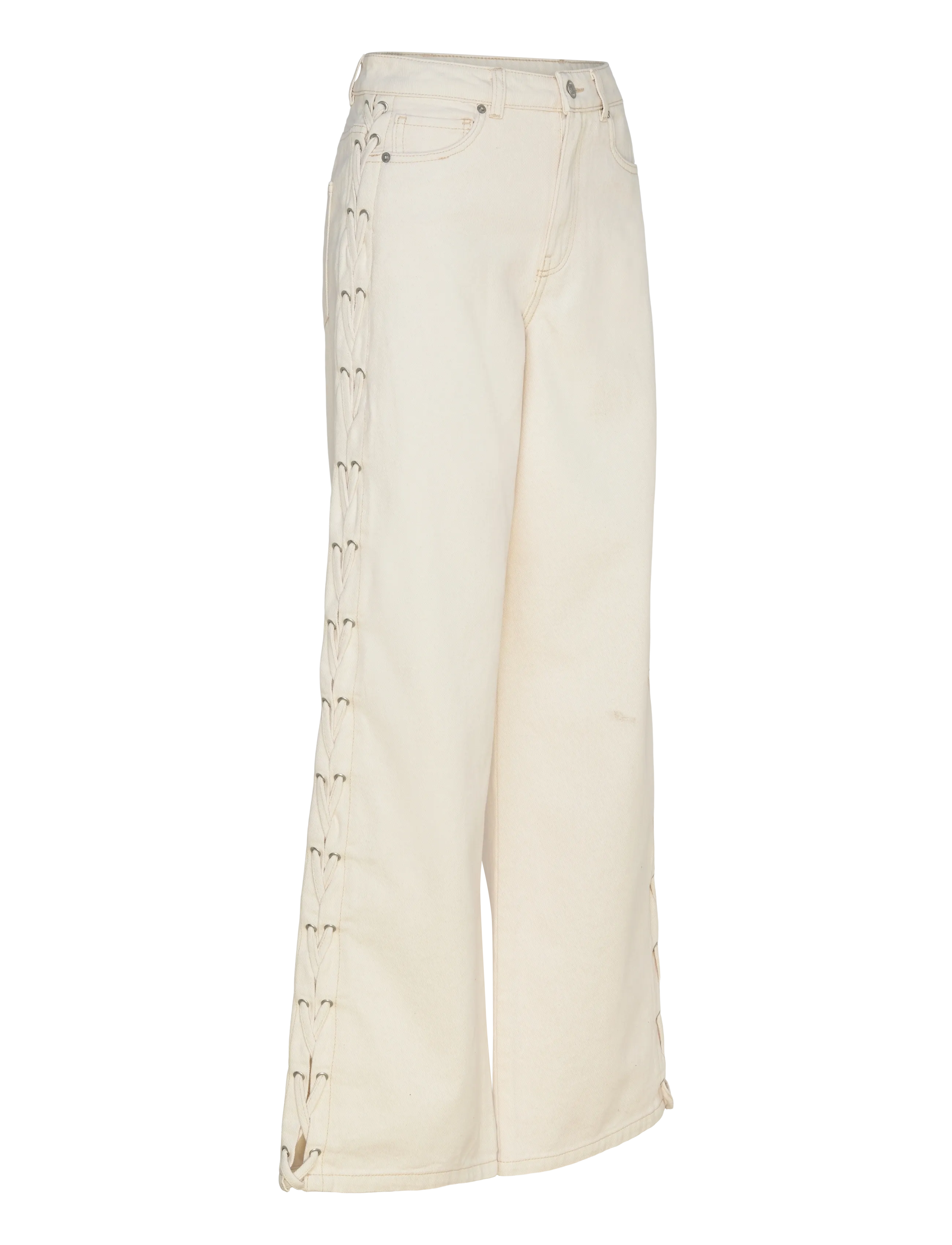 Vero Moda - VMRAE HR WIDE STRING ECRU JEANS - laia säärega teksad - ecru - 3