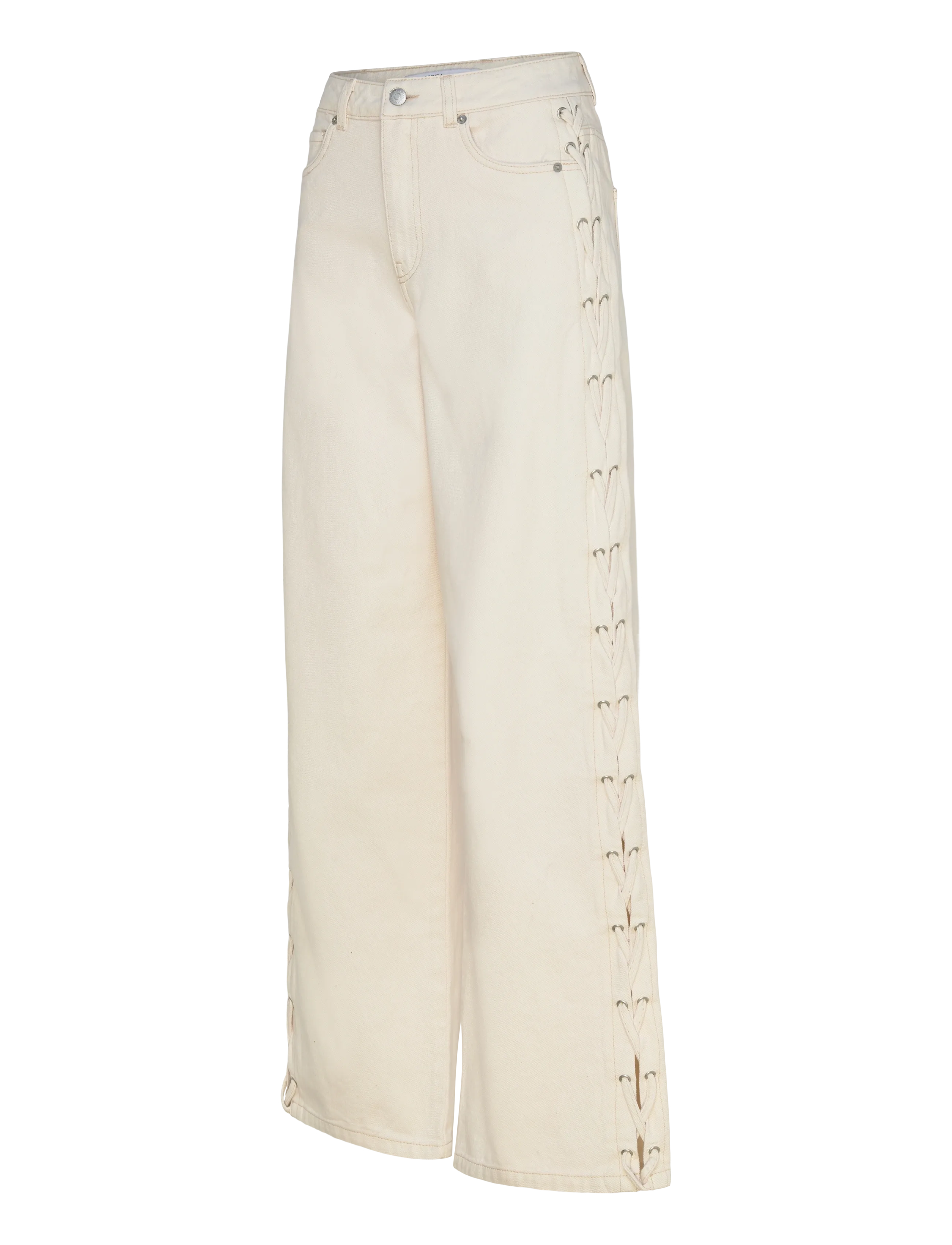 Vero Moda - VMRAE HR WIDE STRING ECRU JEANS - brede jeans - ecru - 4