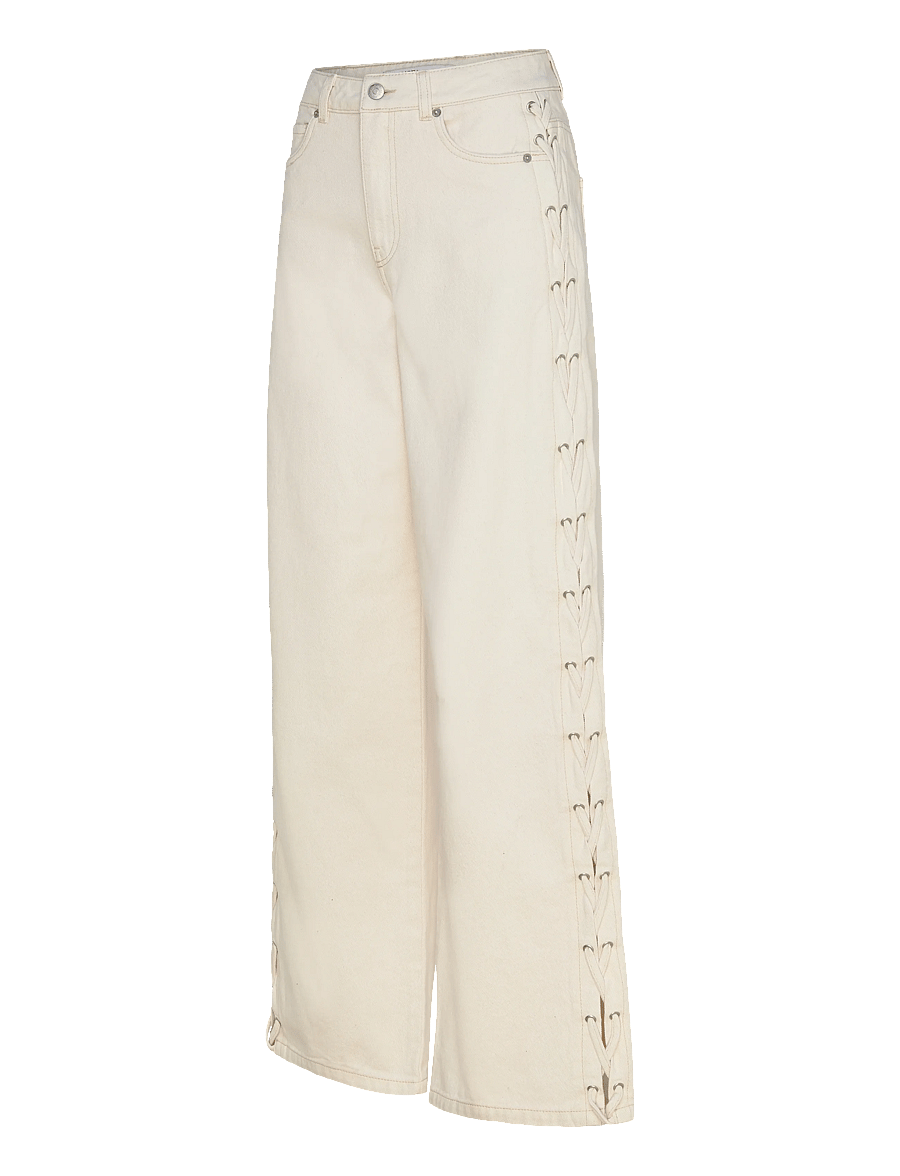 Vero Moda - VMRAE HR WIDE STRING ECRU JEANS - hosen mit weitem bein - ecru - 4