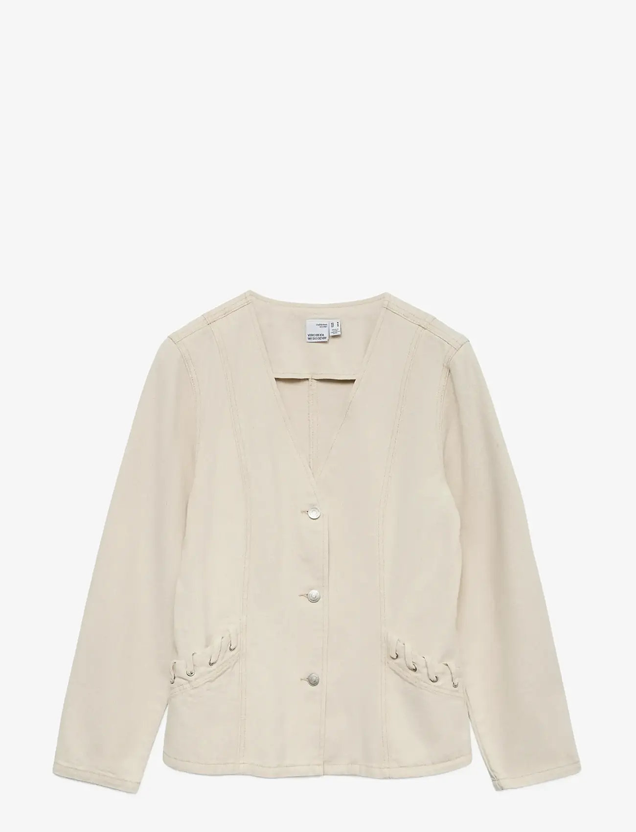 Vero Moda - VMLEVA LS STRING ECRU DNM JACKET - höstjackor - ecru - 0