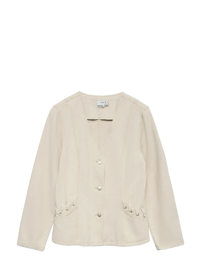 Vero Moda - VMLEVA LS STRING ECRU DNM JACKET - frühlingsjacken - ecru - 1