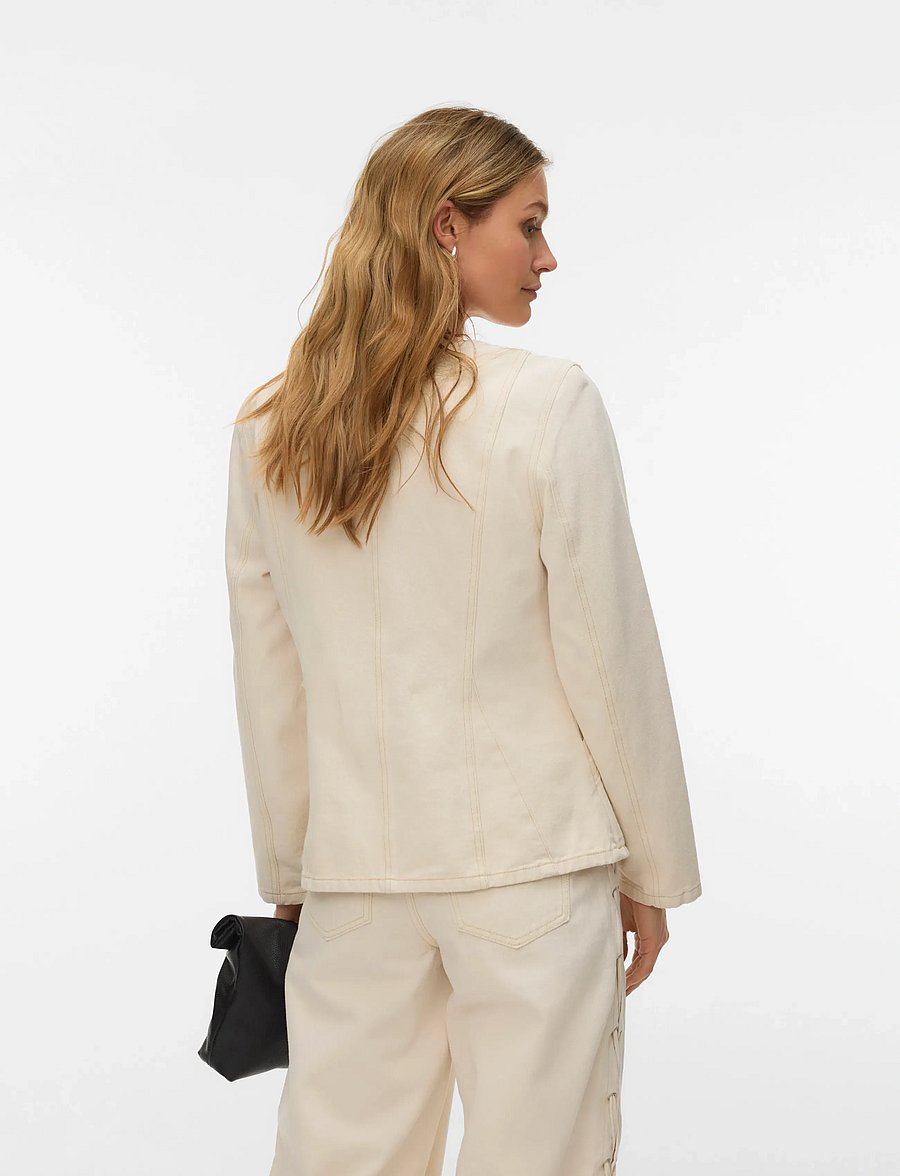 Vero Moda - VMLEVA LS STRING ECRU DNM JACKET - kevadjoped - ecru - 3