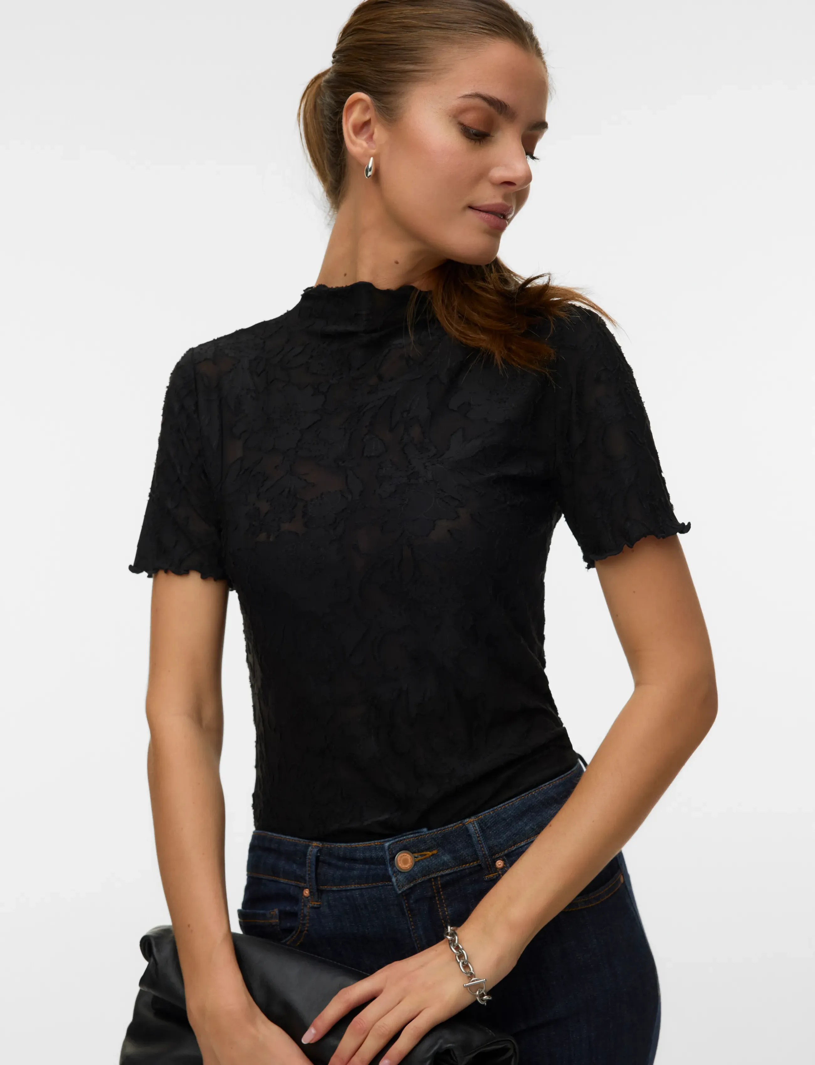 Vero Moda - VMLAYLA SS TOP JRS NOOS - t-shirts - black - 3