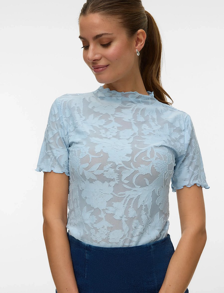 Vero Moda - VMLAYLA SS TOP JRS NOOS - t-särgid - cashmere blue - 3