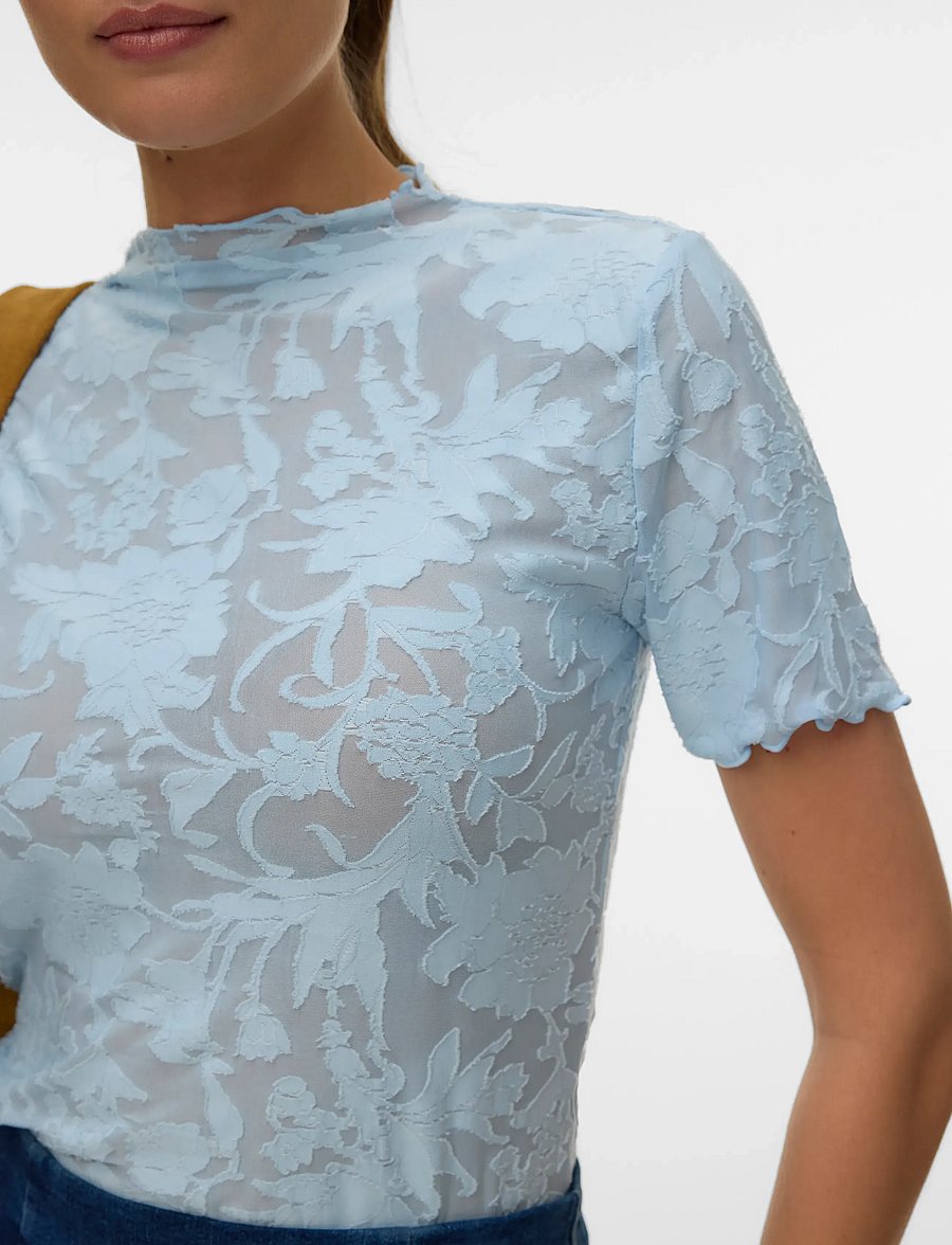 Vero Moda - VMLAYLA SS TOP JRS NOOS - t-särgid - cashmere blue - 4