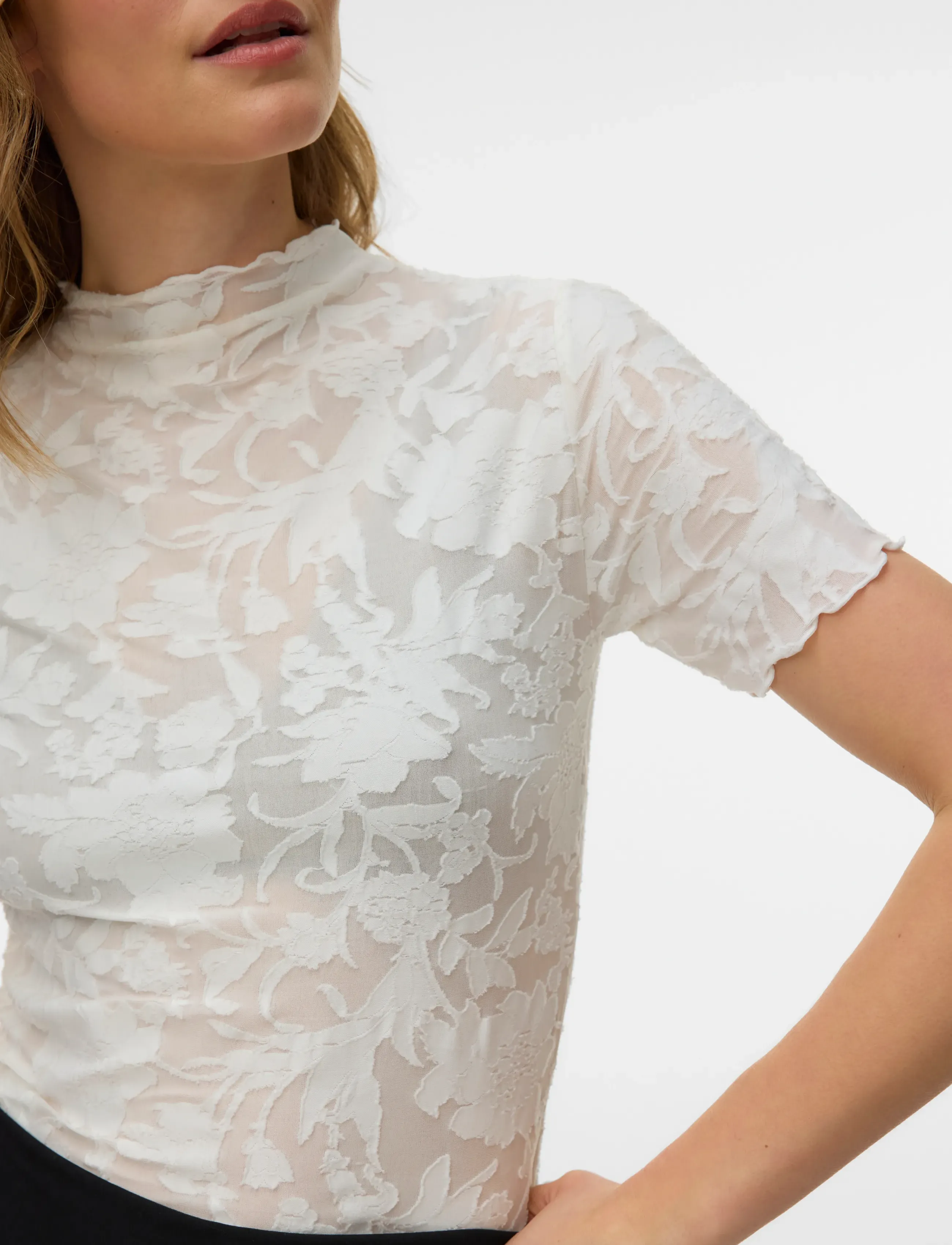 Vero Moda - VMLAYLA SS TOP JRS NOOS - t-shirts - snow white - 4