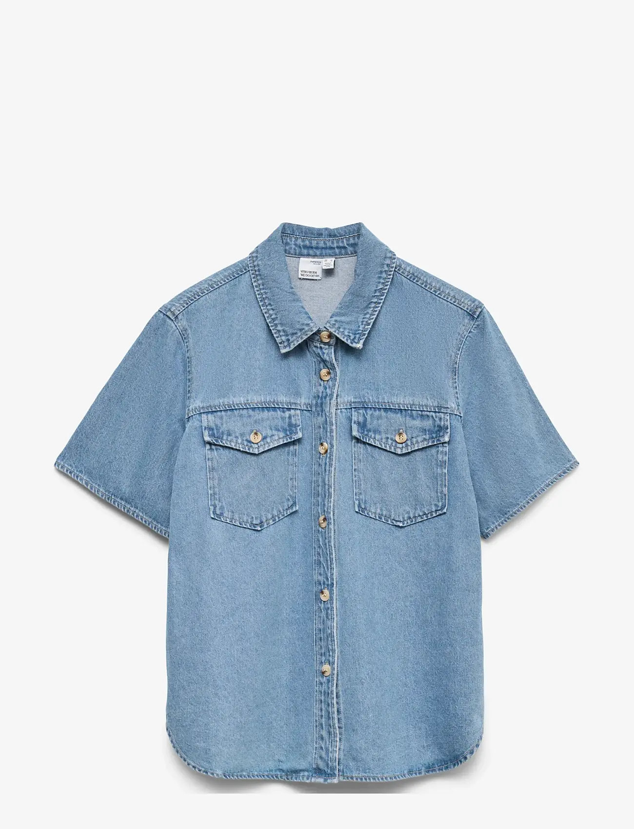Vero Moda - VMSIGGA SS CLR DENIM SHIRT - jeansskjortor - light blue denim - 1