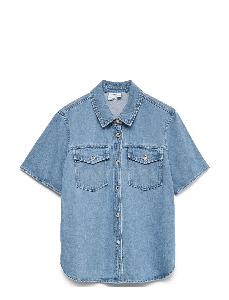 Vero Moda - VMSIGGA SS CLR DENIM SHIRT - jeansskjortor - light blue denim - 1