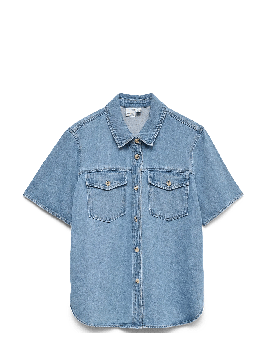 Vero Moda - VMSIGGA SS CLR DENIM SHIRT - jeanshemden - light blue denim - 1