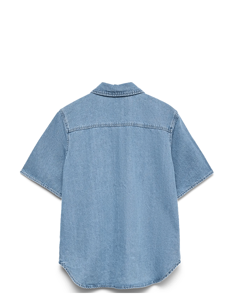 Vero Moda - VMSIGGA SS CLR DENIM SHIRT - jeansskjortor - light blue denim - 2