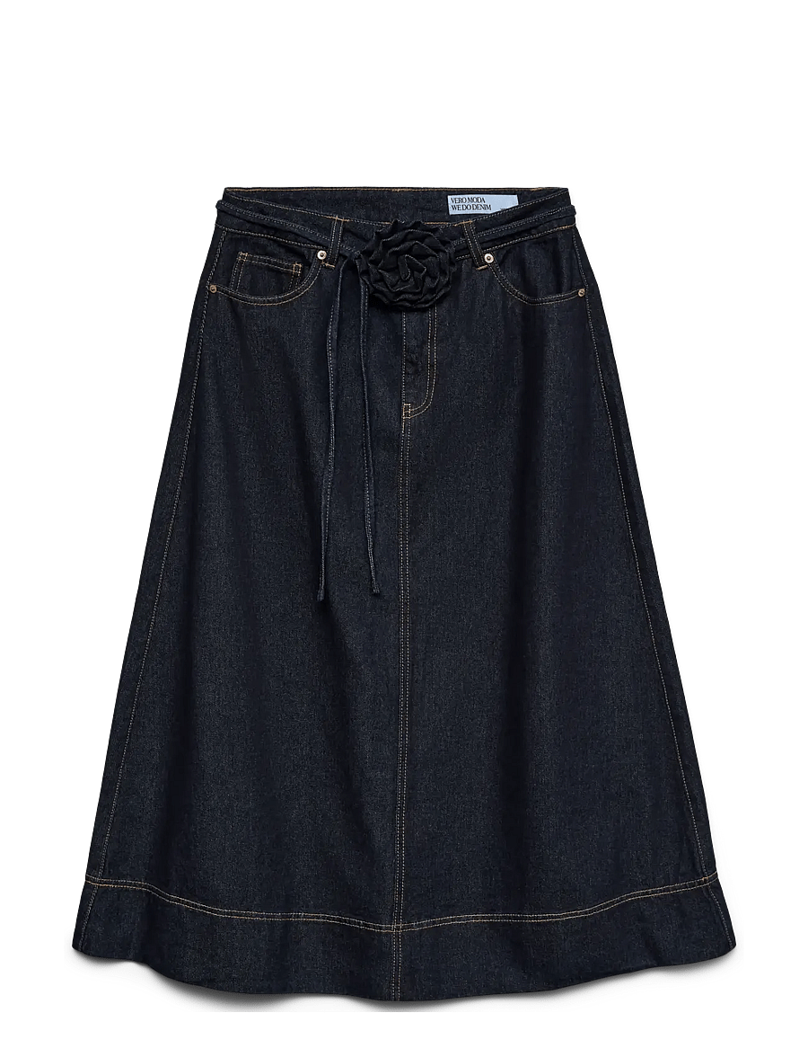 Vero Moda - VMRUTH HR ROSE BELT DENIM SKIRT SI346 - denimnederdele - dark blue denim - 1