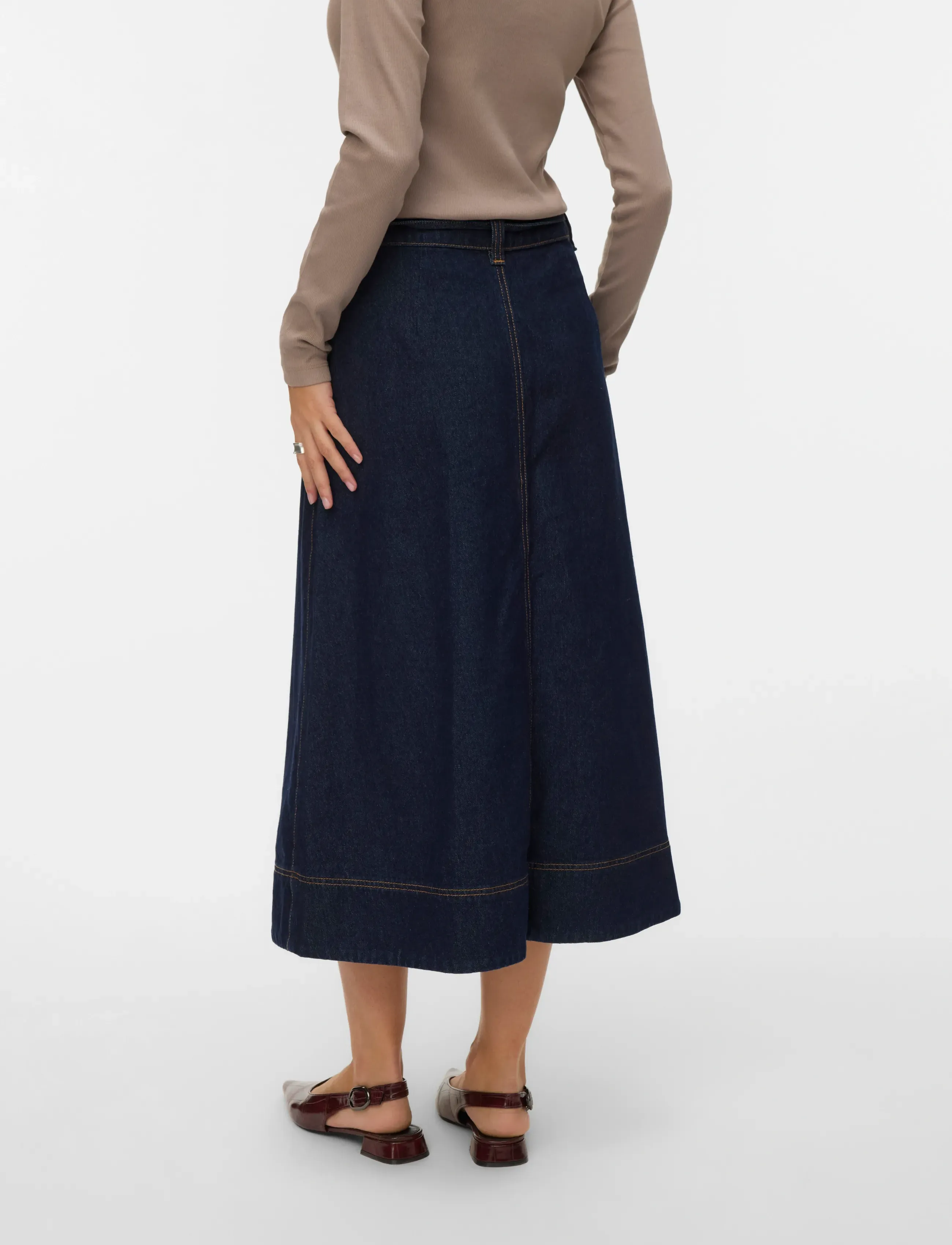 Vero Moda - VMRUTH HR ROSE BELT DENIM SKIRT SI346 - denimnederdele - dark blue denim - 3