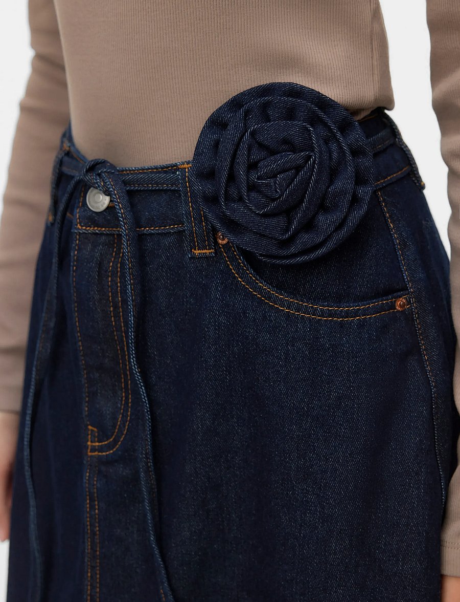 Vero Moda - VMRUTH HR ROSE BELT DENIM SKIRT SI346 - denimnederdele - dark blue denim - 5