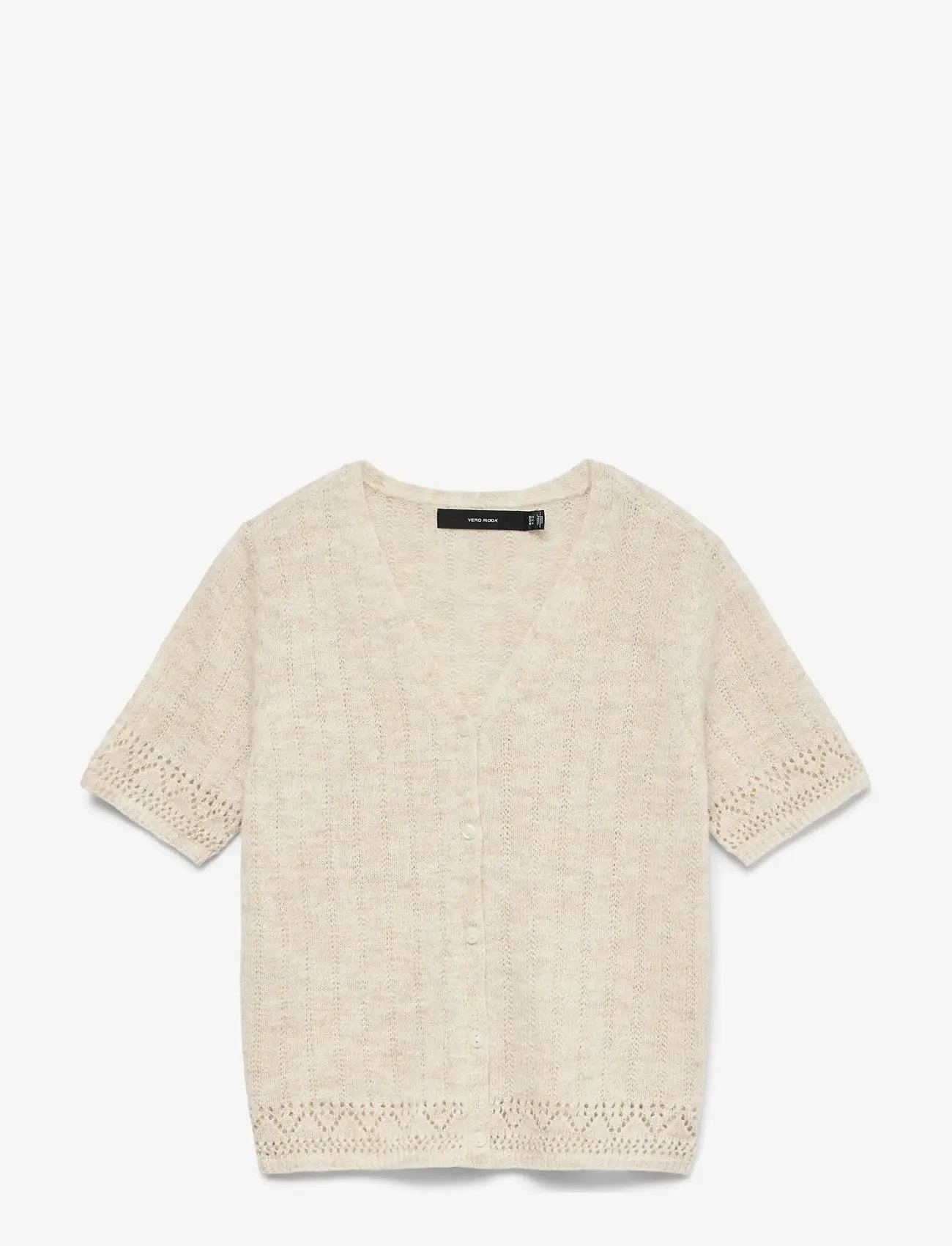Vero Moda - VMBRIGITTE SS V-NECK SHORT CARDIGAN - cardigans - oatmeal - 1