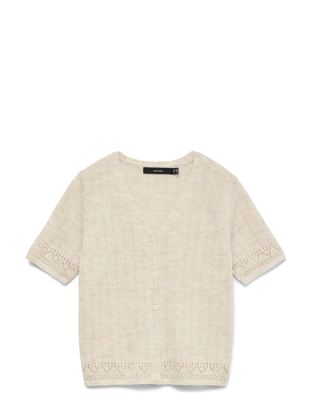 Vero Moda VMBRIGITTE SS V-NECK SHORT CARDIGAN - Nieuwe Mode - OATMEAL / cream