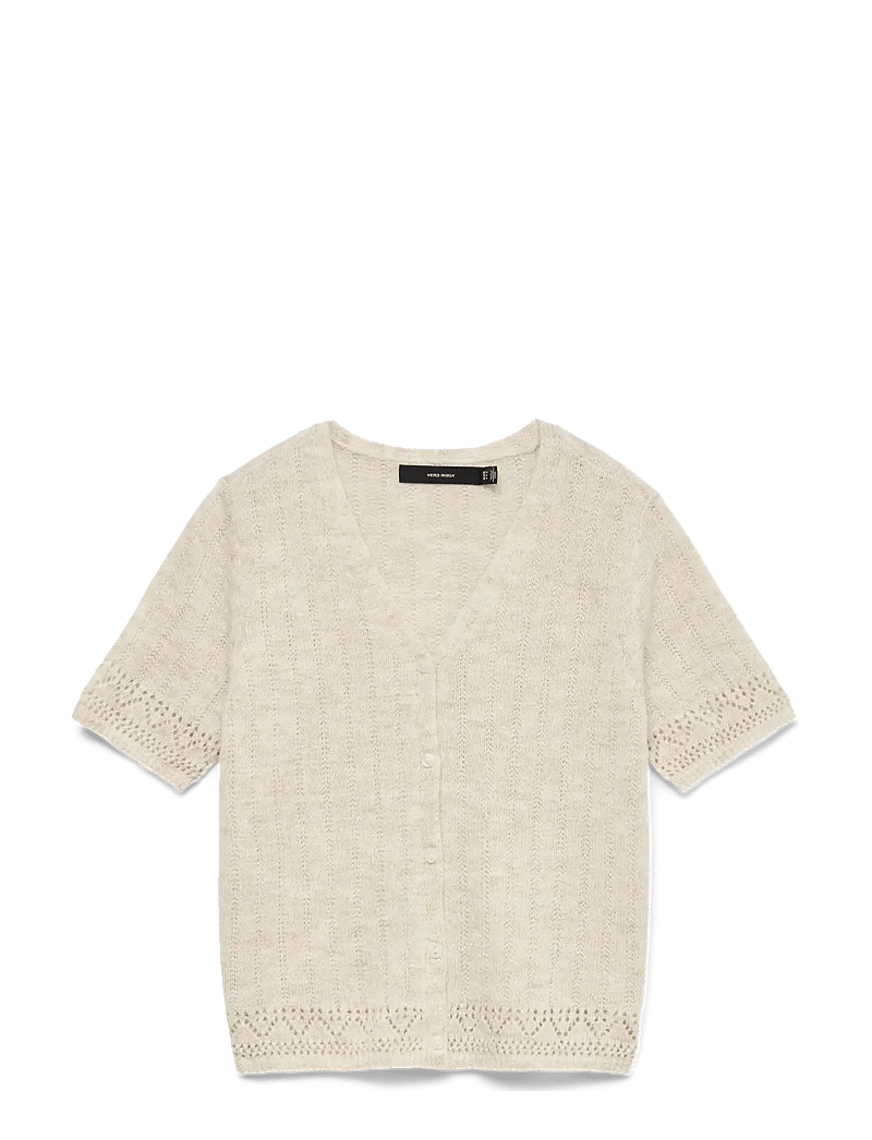 Vero Moda - VMBRIGITTE SS V-NECK SHORT CARDIGAN - cardigans - oatmeal - 1
