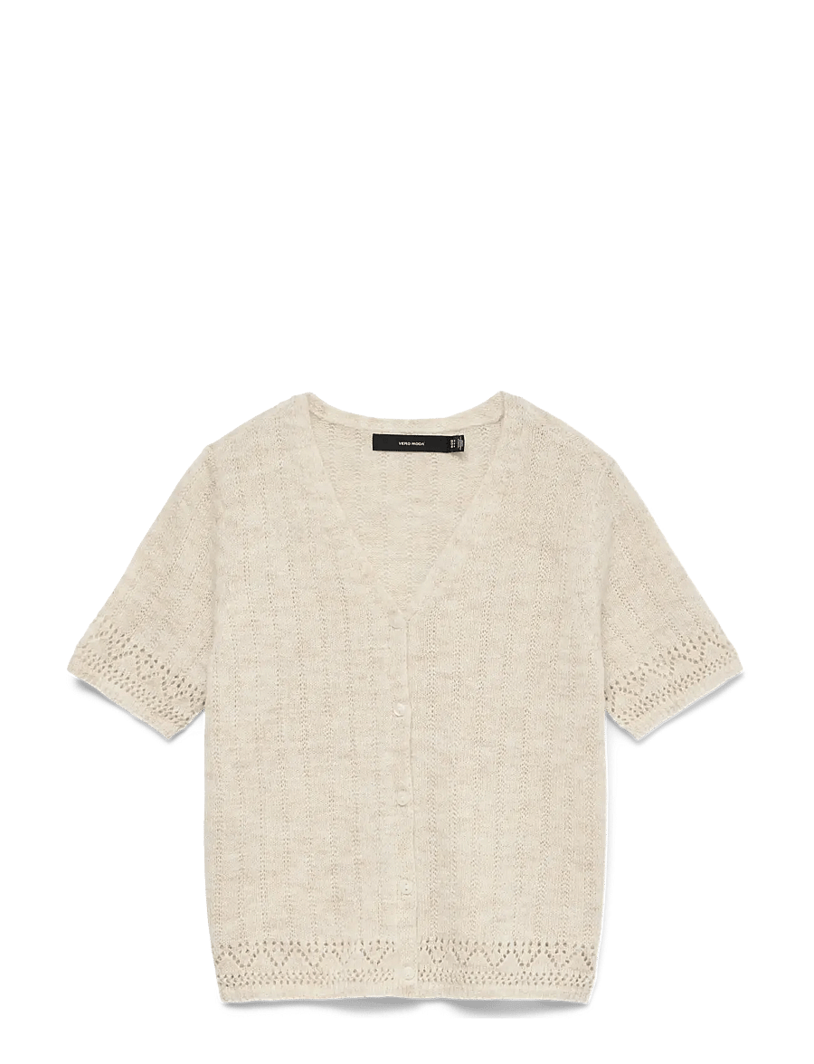 Vero Moda - VMBRIGITTE SS V-NECK SHORT CARDIGAN - cardigans - oatmeal - 1