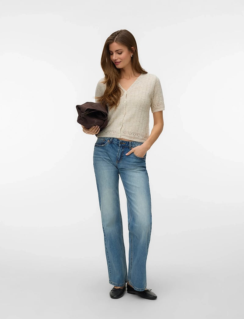 Vero Moda - VMBRIGITTE SS V-NECK SHORT CARDIGAN - cardigans - oatmeal - 0