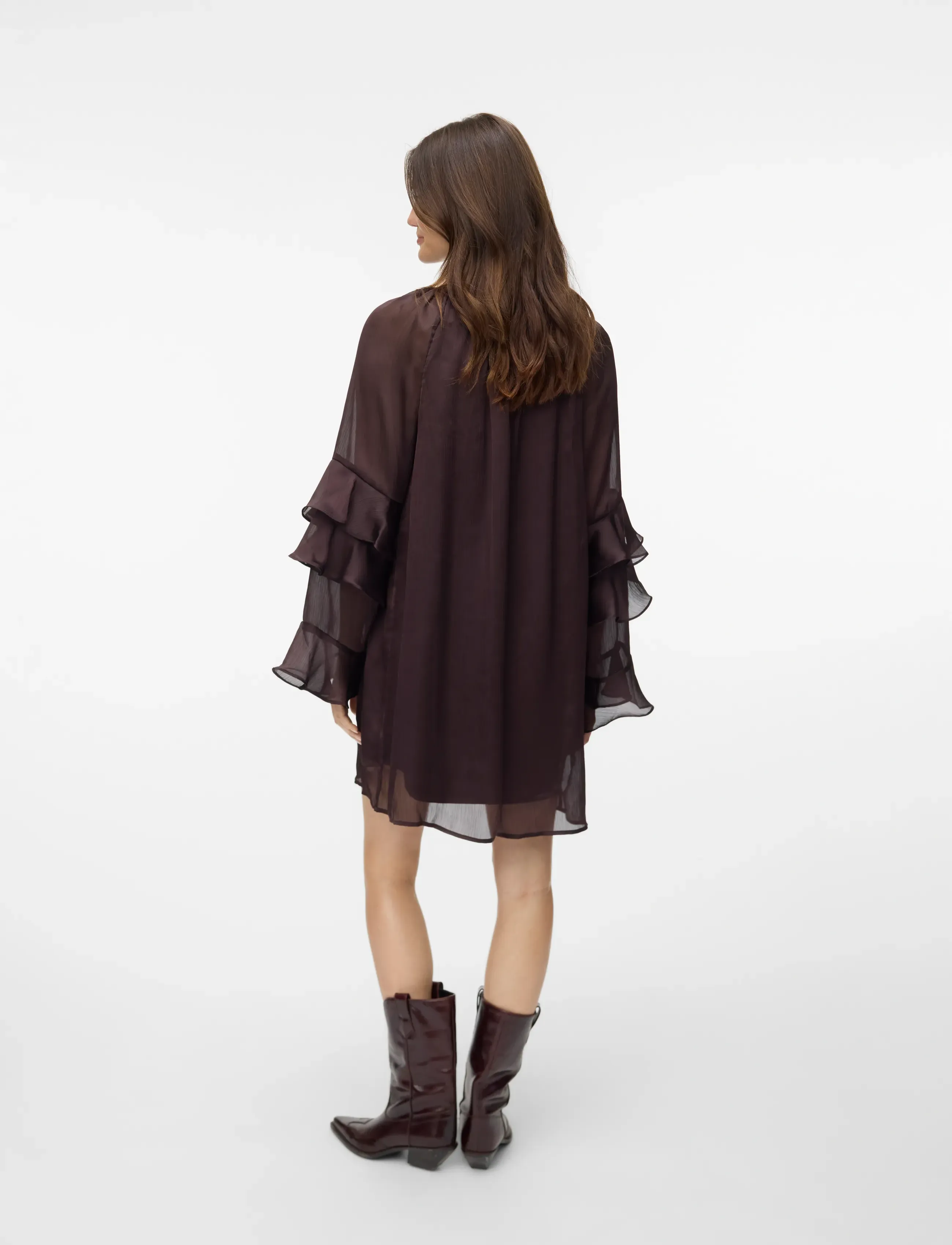 Vero Moda - VMLOLA L/S ABK DRESS WVN BTQ VIP - partykleider - chocolate torte - 2