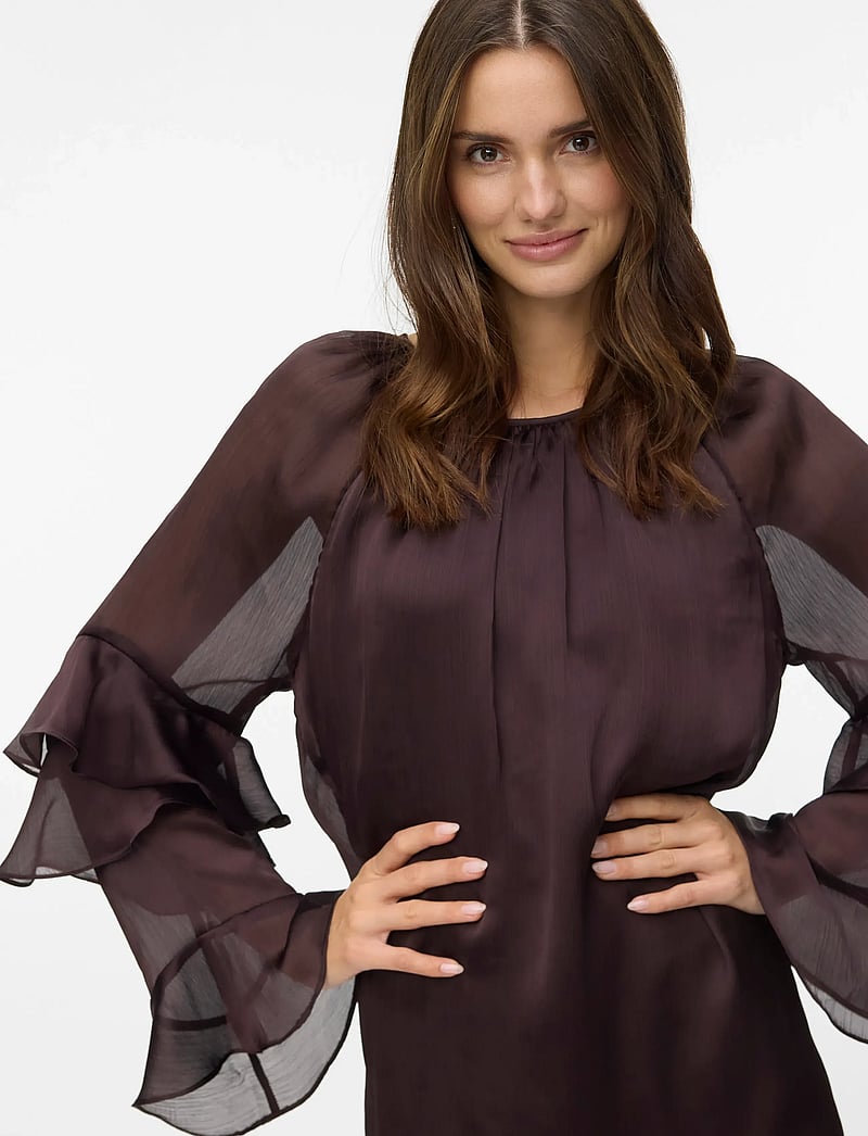 Vero Moda - VMLOLA L/S ABK DRESS WVN BTQ VIP - festkjoler - chocolate torte - 4