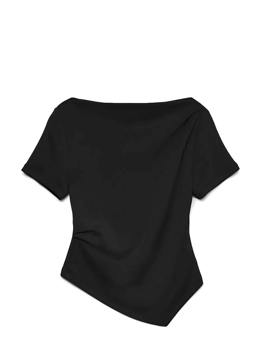 Vero Moda - VMMILLE SS BOATNECK SHORT TOP JRS NOOS - t-shirts - black - 1