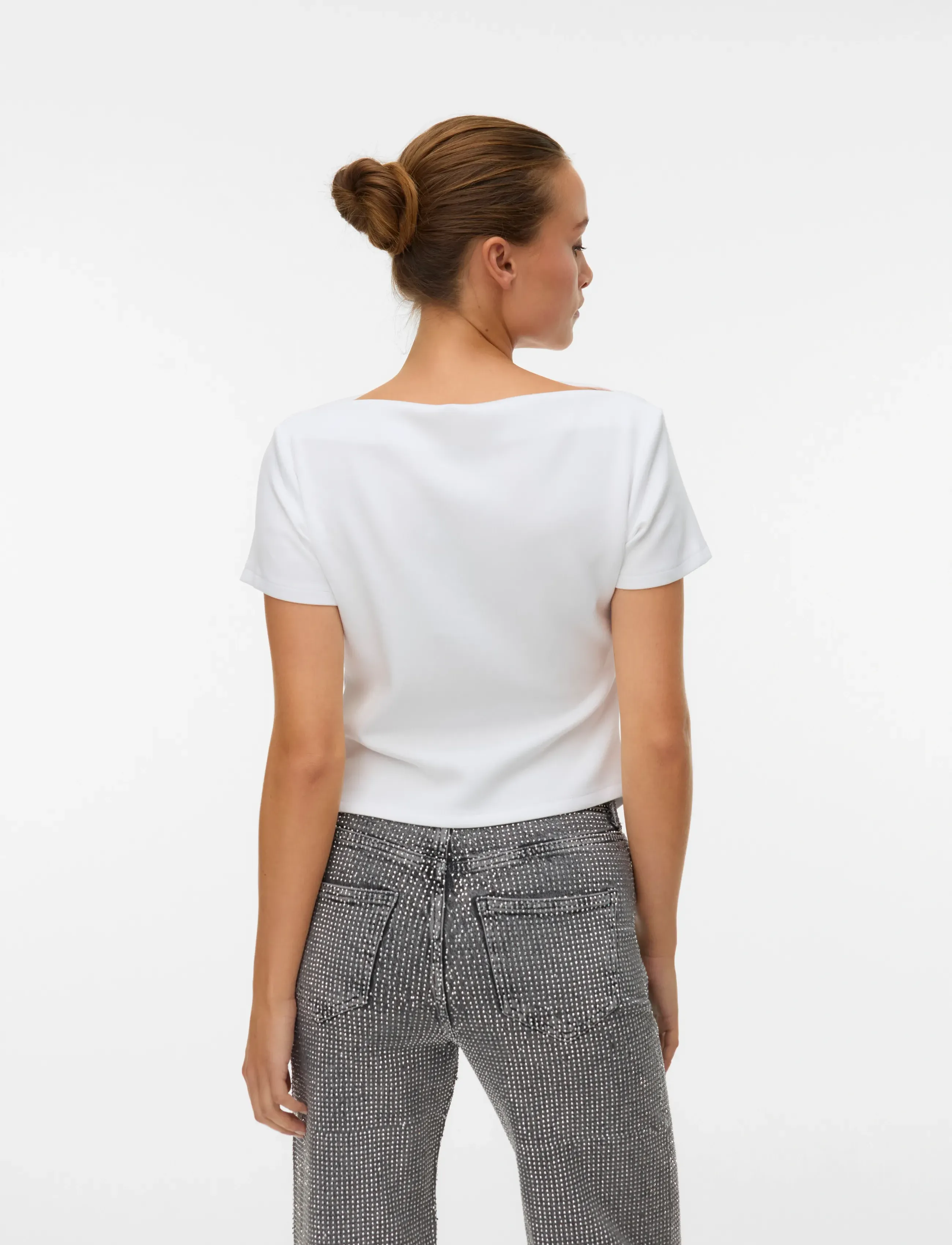 Vero Moda - VMMILLE SS BOATNECK SHORT TOP JRS NOOS - t-shirts - bright white - 2