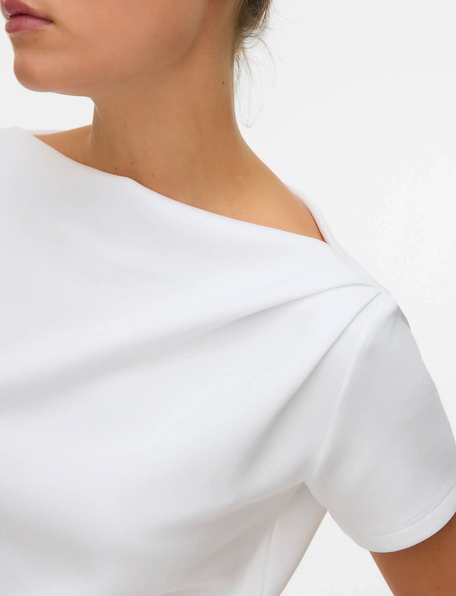 Vero Moda - VMMILLE SS BOATNECK SHORT TOP JRS NOOS - t-shirts - bright white - 3