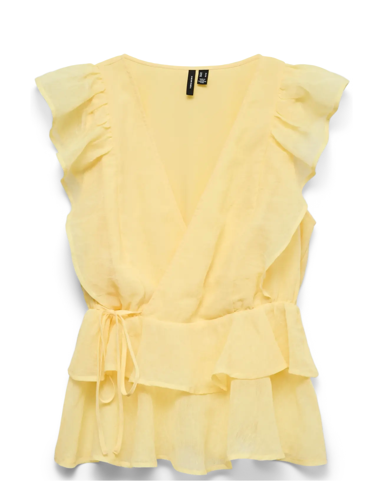 Vero Moda VMSABRINA SS FLOUNCE TOP WVN EXP - Blusen - PALE BANANA / yellow