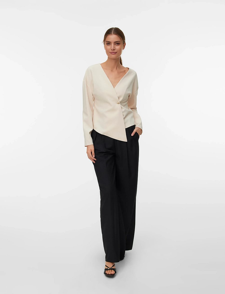 Vero Moda - VMSONJA LS SHIRT WVN EXP - langärmlige blusen - sandshell - 0