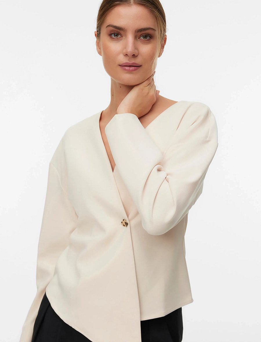 Vero Moda - VMSONJA LS SHIRT WVN EXP - langärmlige blusen - sandshell - 3