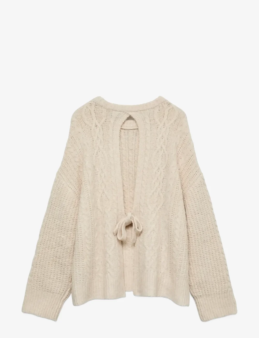Vero Moda - VMSIA LS BOW CB CABLE KNIT EXP - striktrøjer - sandshell - 1