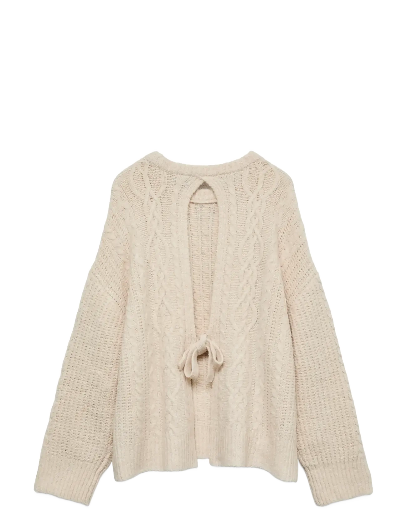 Vero Moda - VMSIA LS BOW CB CABLE KNIT EXP - strikkegensere - sandshell - 2