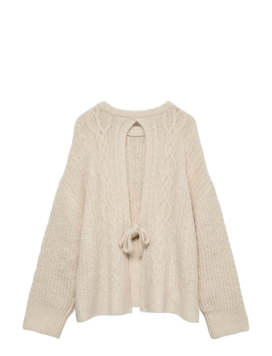 Vero Moda - VMSIA LS BOW CB CABLE KNIT EXP - stickade tröjor - sandshell - 2