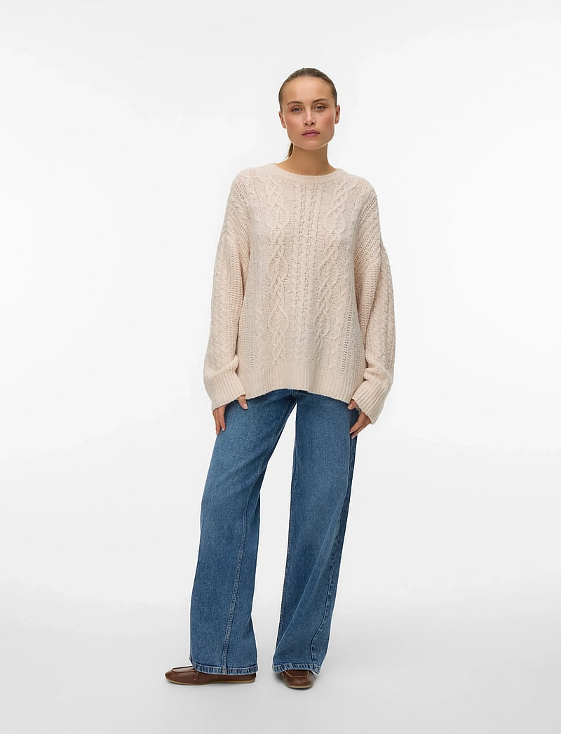 Vero Moda - VMSIA LS BOW CB CABLE KNIT EXP - pullover - sandshell - 0