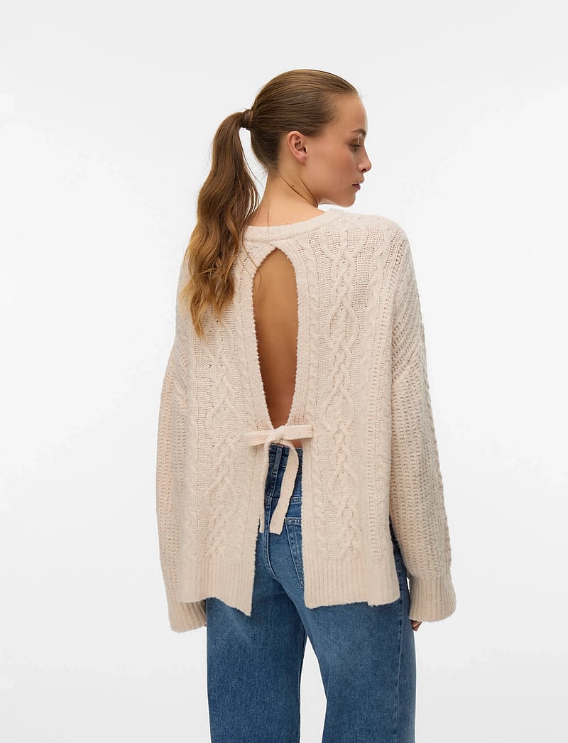 Vero Moda - VMSIA LS BOW CB CABLE KNIT EXP - pullover - sandshell - 3