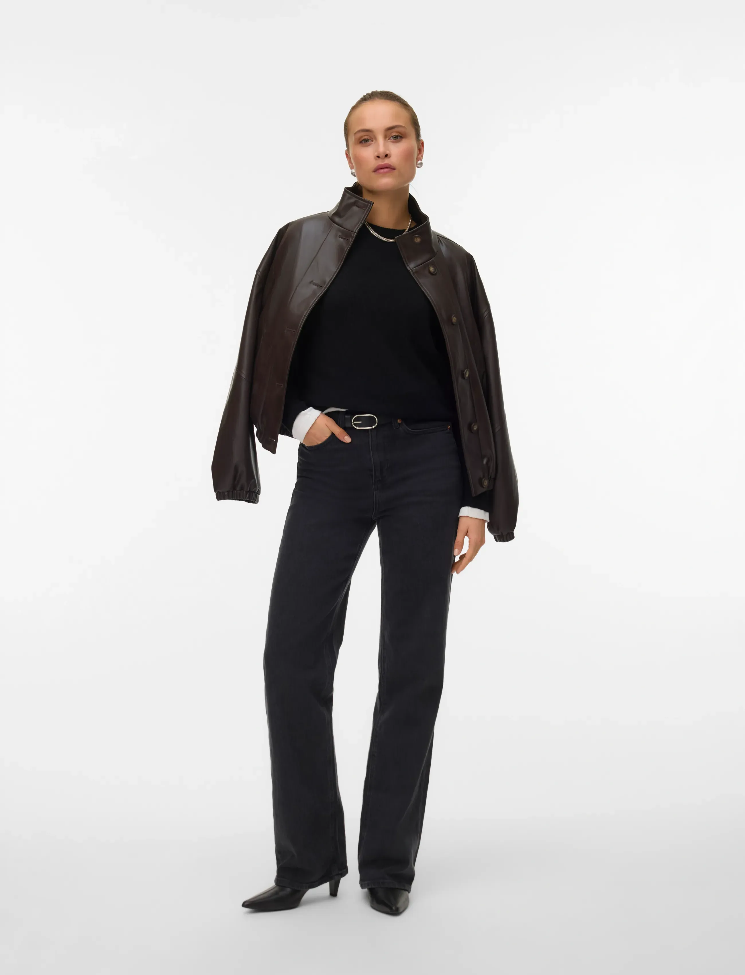 Vero Moda VMPOLLY HIGH NECK JACKET COATED EXP - Lyhyet takit - CHOCOLATE MARTINI / brown