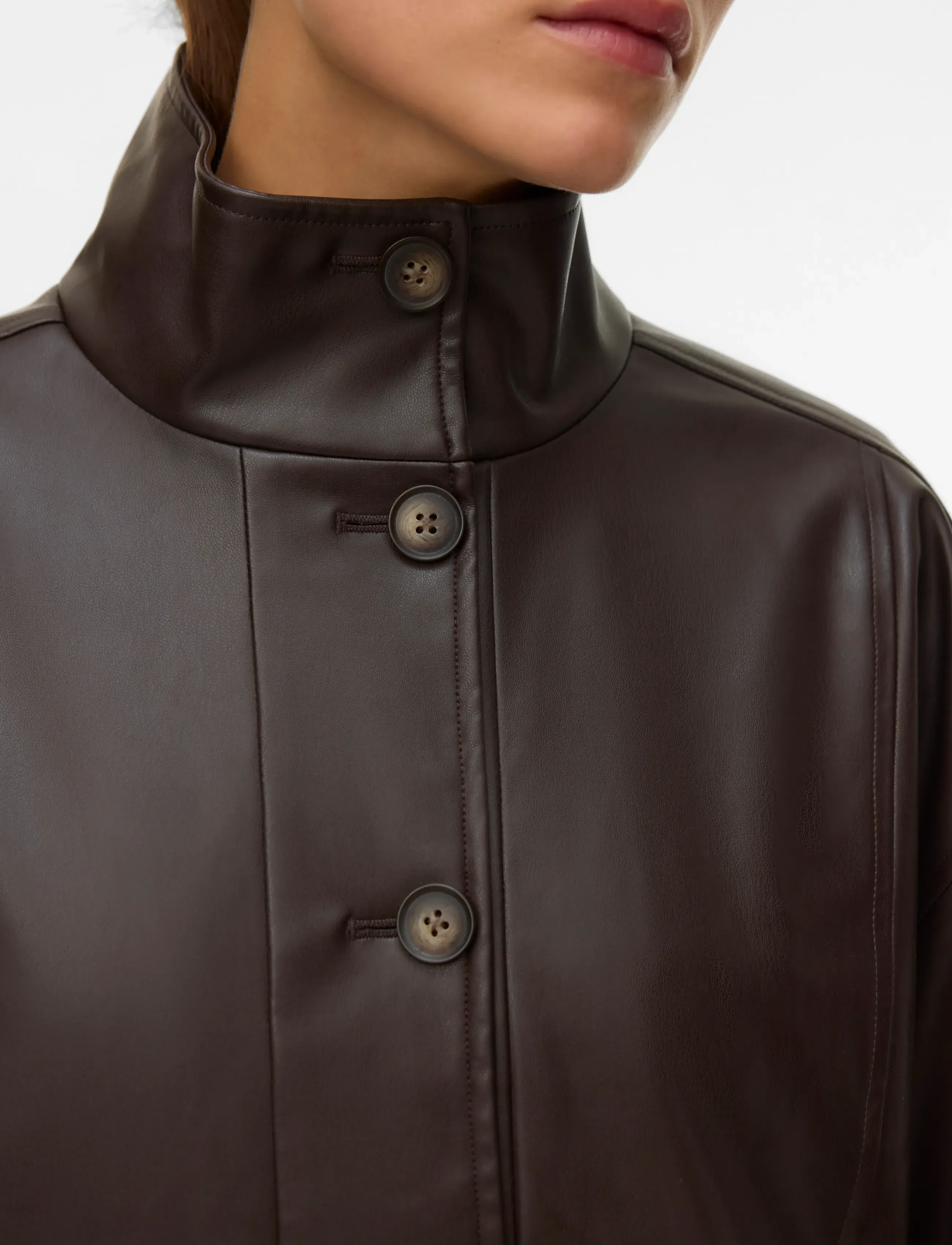 Vero Moda - VMPOLLY HIGH NECK JACKET COATED EXP - lederjacken - chocolate martini - 5