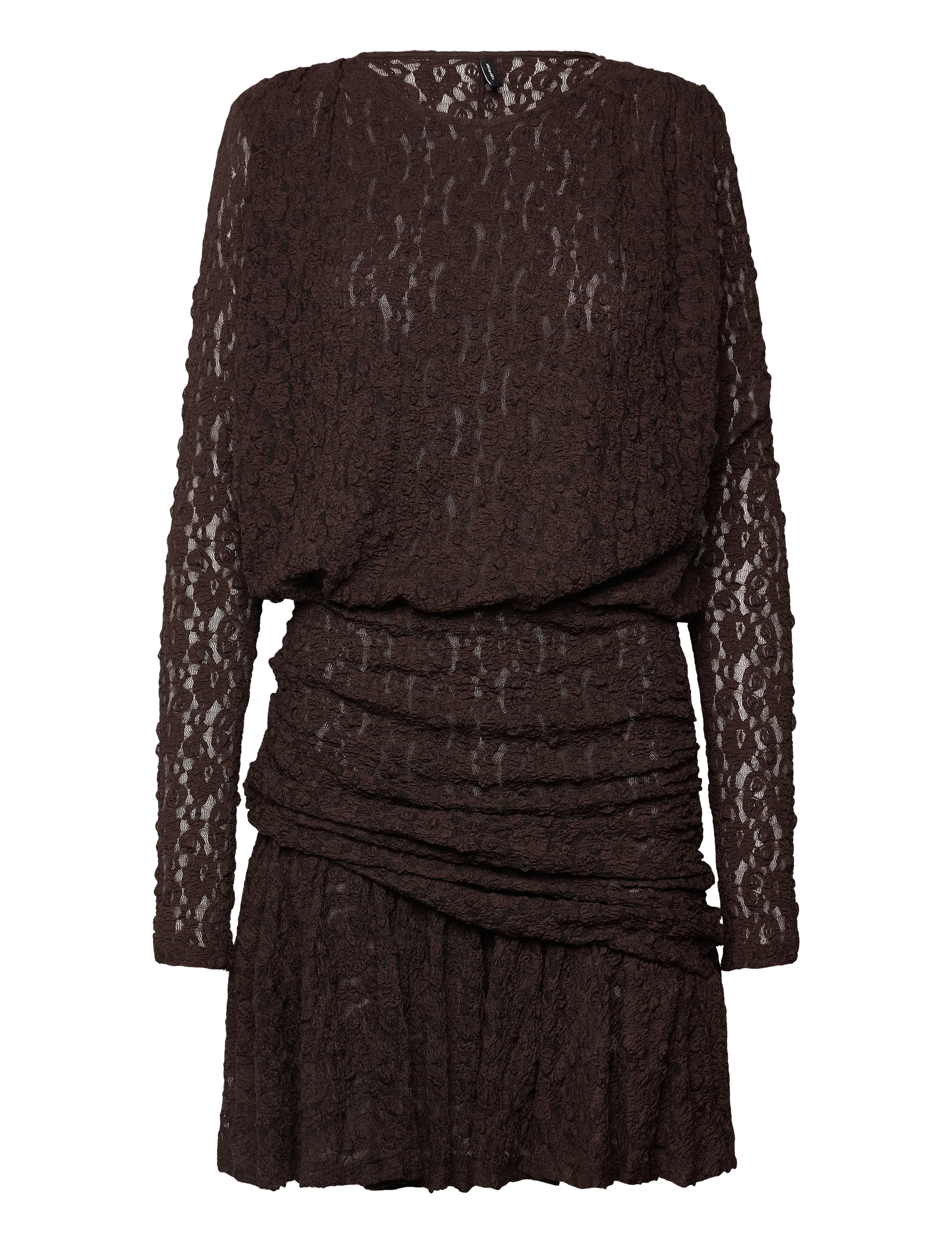 VMHALLEY LS LACE SHORT DRESS JRS EXP - CHOCOLATE MARTINI