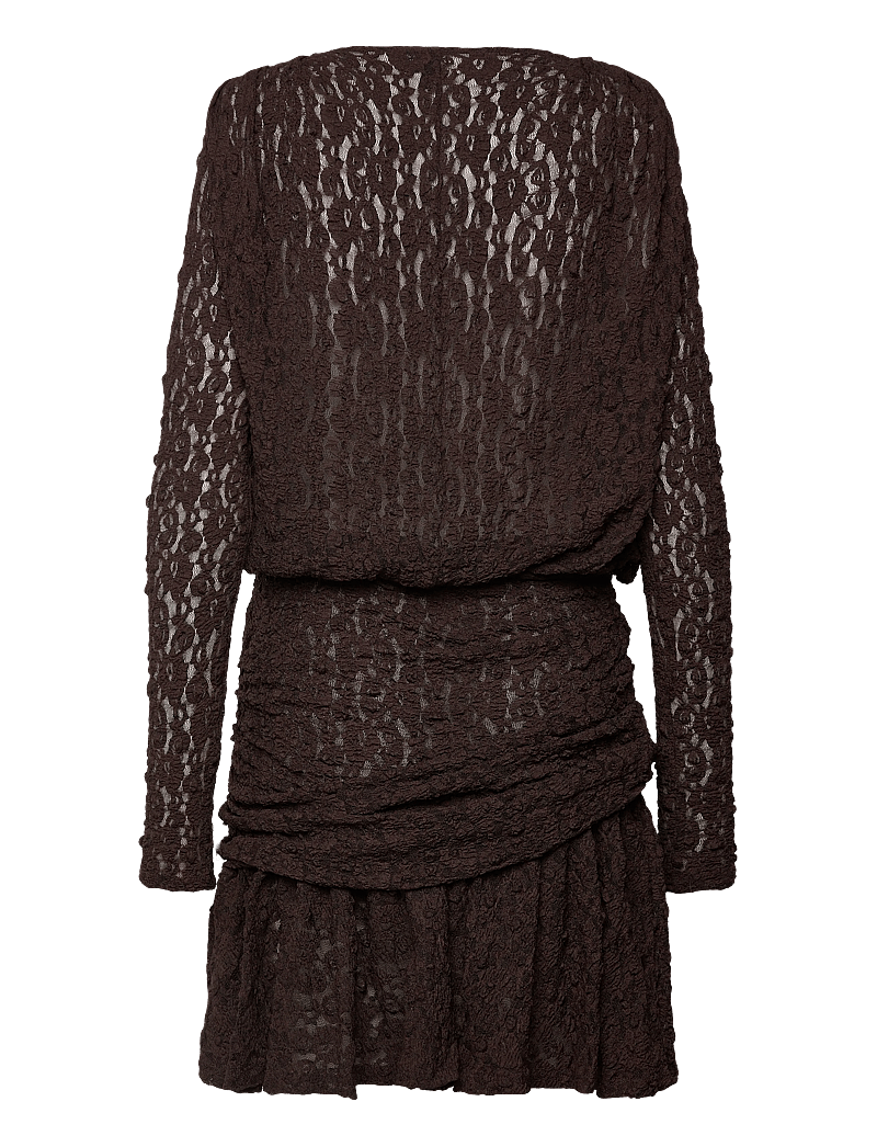 Vero Moda - VMHALLEY LS LACE SHORT DRESS JRS EXP - spitzenkleider - chocolate martini - 1