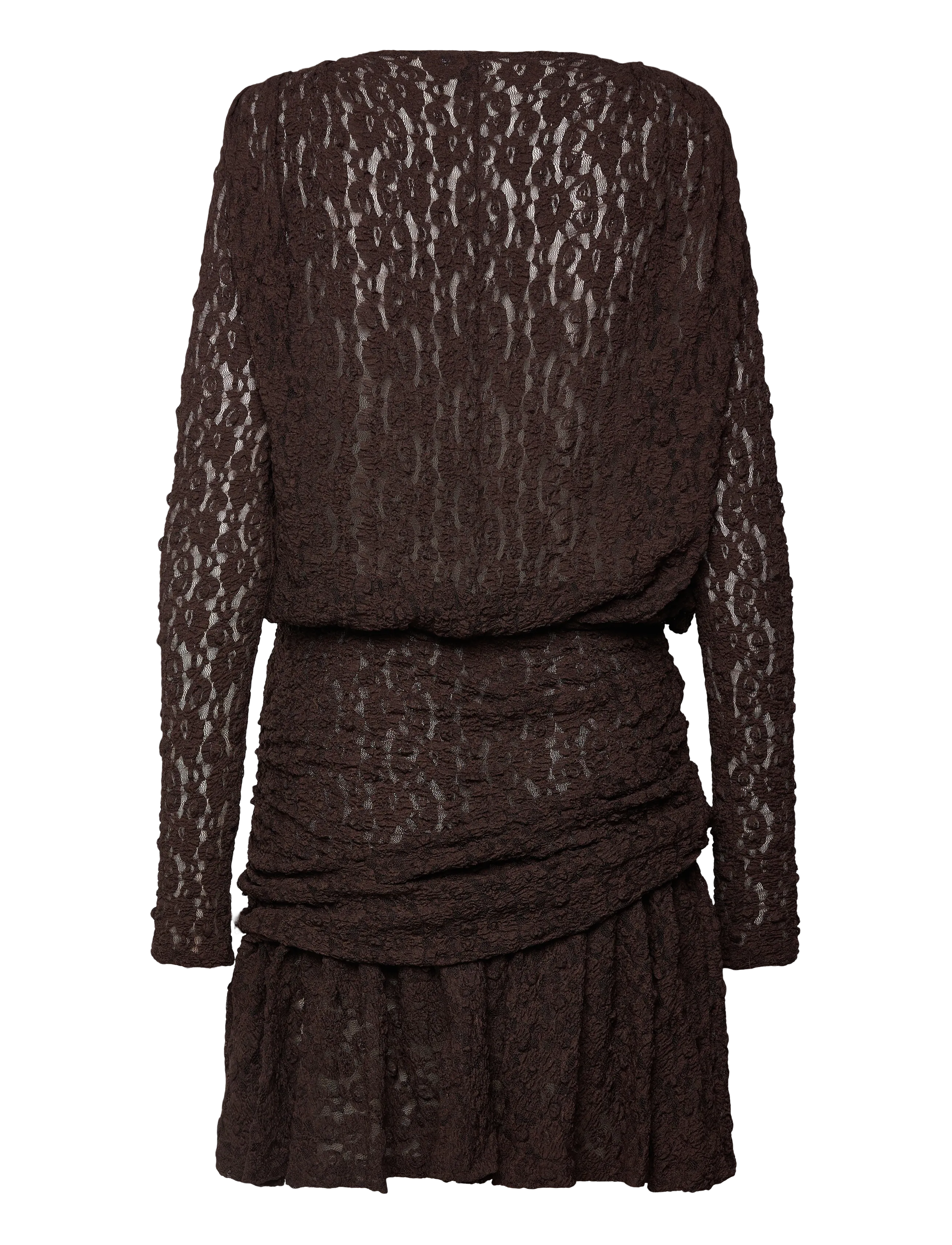 Vero Moda - VMHALLEY LS LACE SHORT DRESS JRS EXP - lace dresses - chocolate martini - 2