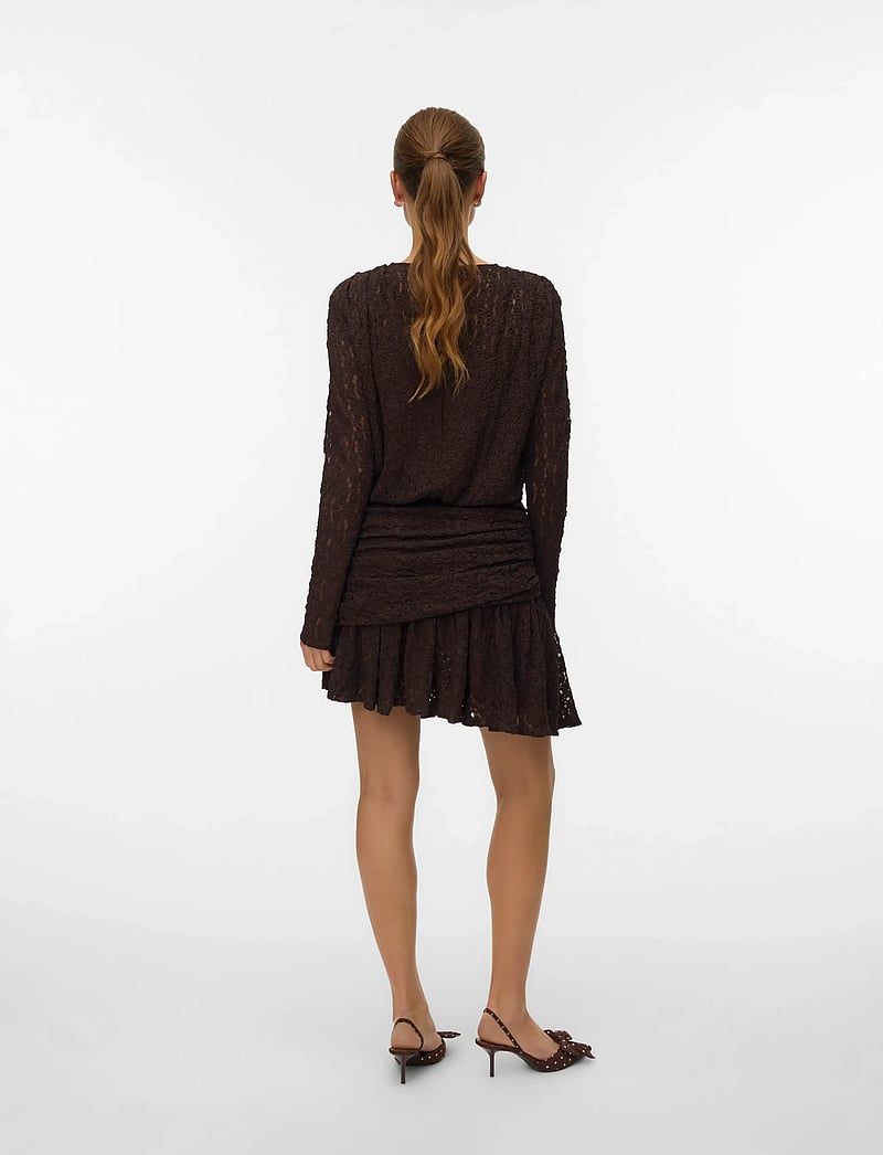 Vero Moda - VMHALLEY LS LACE SHORT DRESS JRS EXP - pitsimekot - chocolate martini - 3