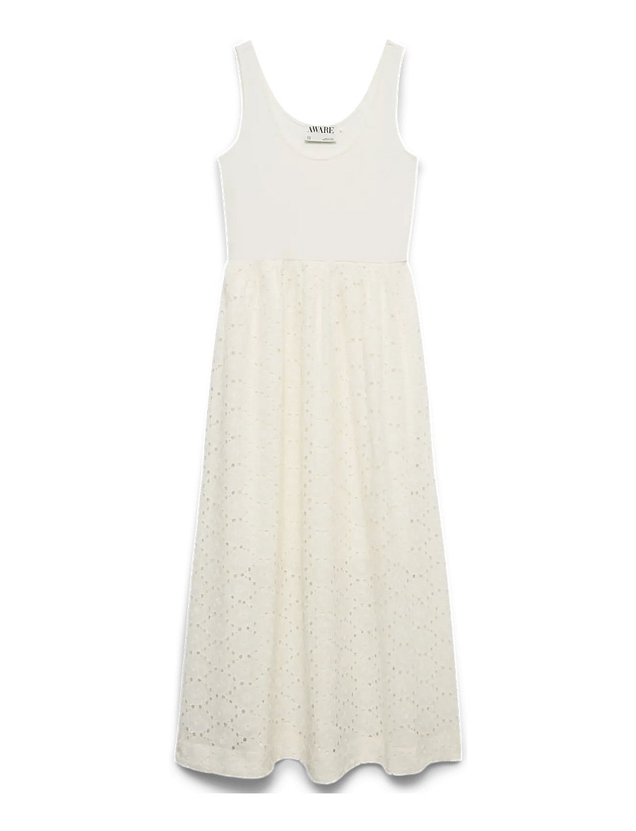 Vero Moda - AWBRISTOL SL U-NECK ANKLE DRESS - sommerkleider - snow white - 1