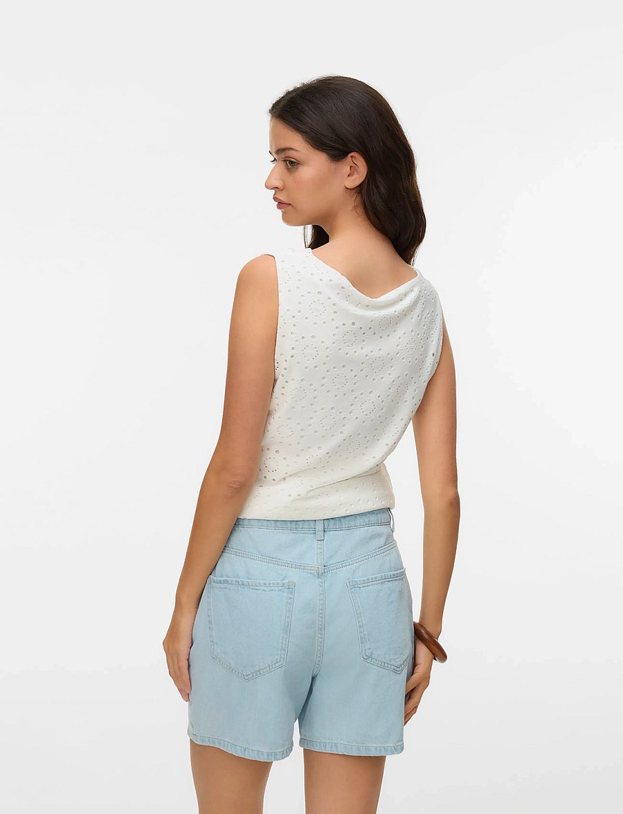 Vero Moda - VMTASSA LIV SL WATERFALL TOP JRS - Ärmellose tops - snow white - 2