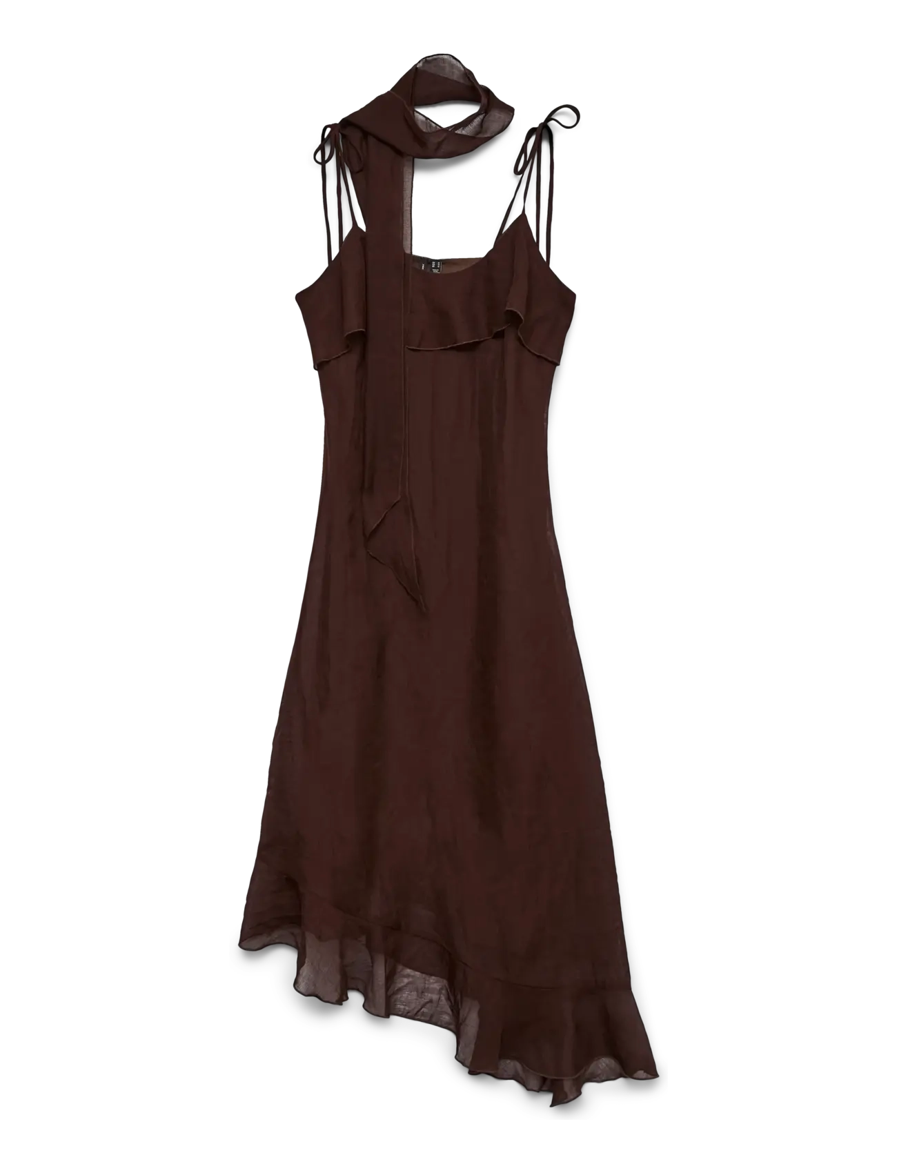 Vero Moda VMSABRINA BLK SCRF FLOUNCE DRESS WVN EXP - Tøj - CHOCOLATE MARTINI / brown