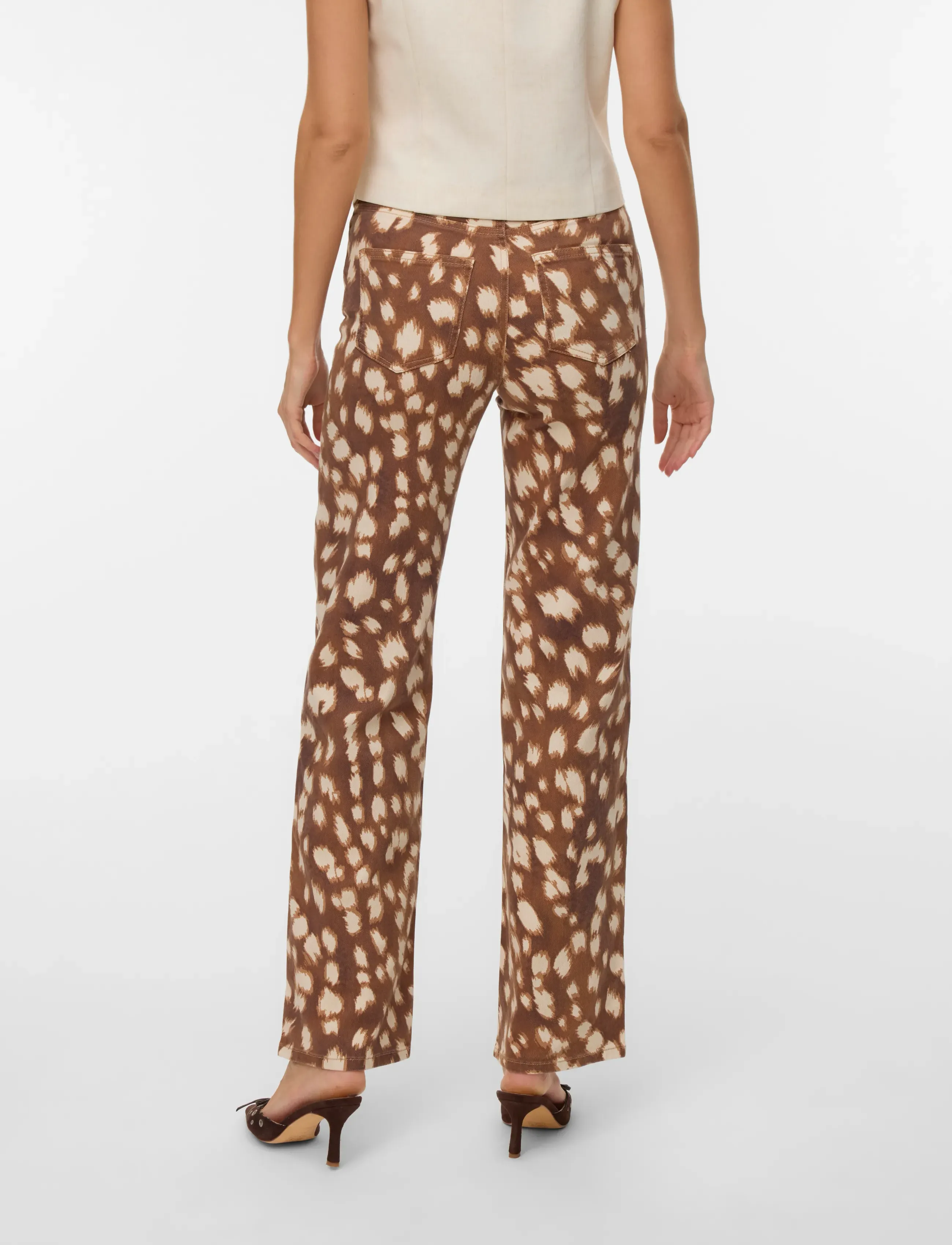 Vero Moda - VMLOLA TESSA HR WIDE PRINT JEANS EXP - víðar gallabuxur - chipmunk - 3