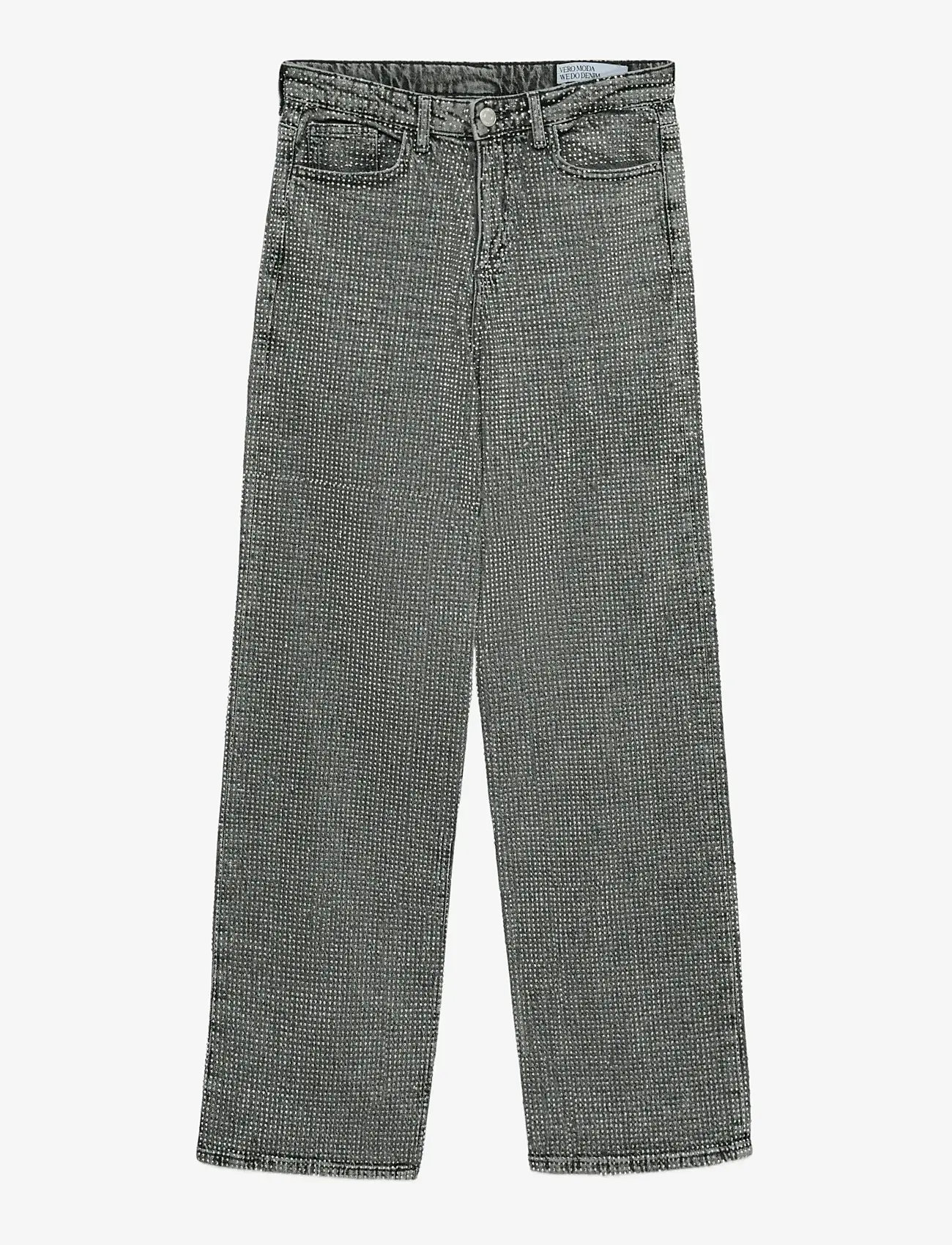 Vero Moda - VMTESSA HR WIDE RHINESTONE JEANS RA206 - brede jeans - medium grey denim - 1