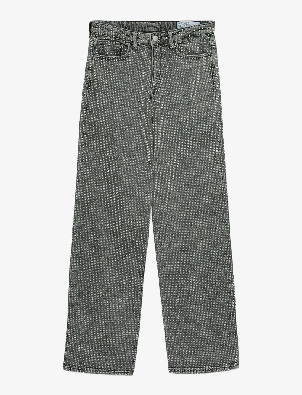 Vero Moda - VMTESSA HR WIDE RHINESTONE JEANS RA206 - hosen mit weitem bein - medium grey denim - 1