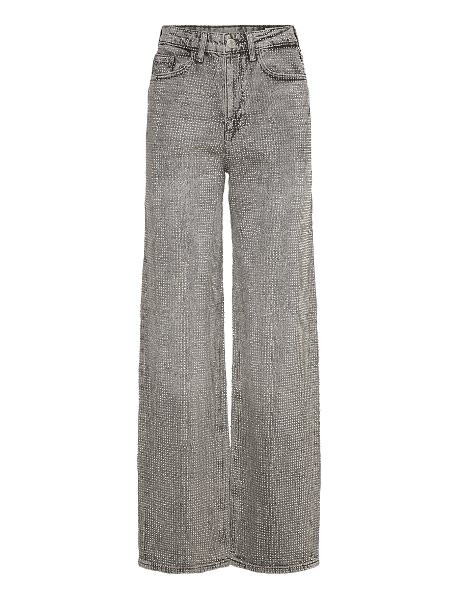 Vero Moda - VMTESSA HR WIDE RHINESTONE JEANS RA206 - pantalons larges - medium grey denim - 1
