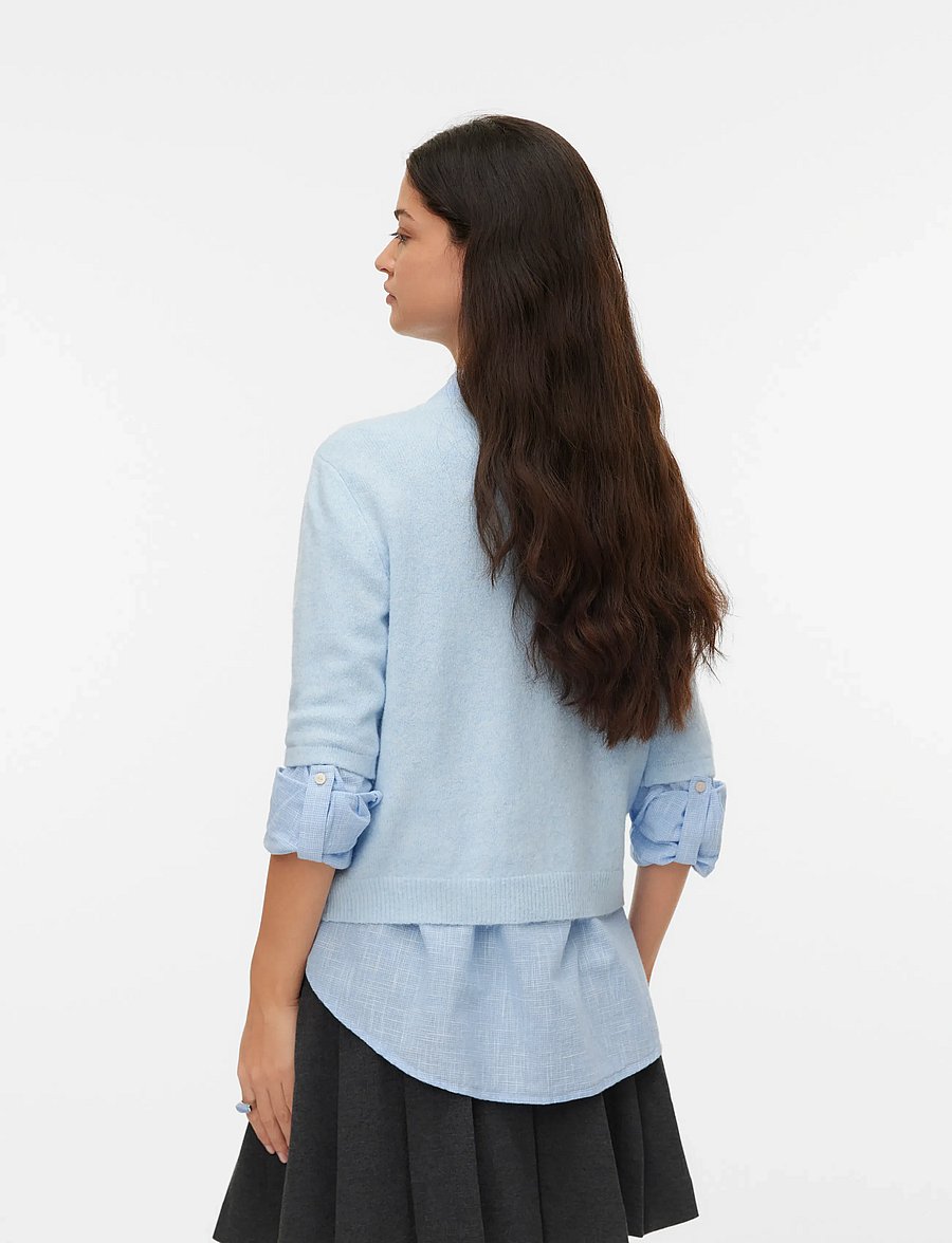 Vero Moda - VMDOFFY 2/4 O-NECK BUTTON CARDIGAN NOOS - gebreide vesten - cashmere blue - 3