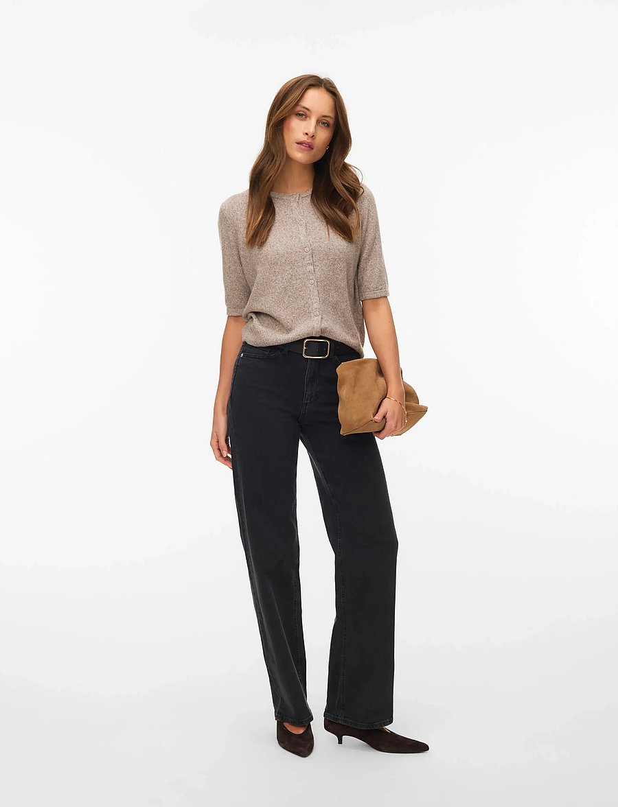 Vero Moda - VMDOFFY 2/4 O-NECK BUTTON CARDIGAN NOOS - strickjacken - moon rock - 0